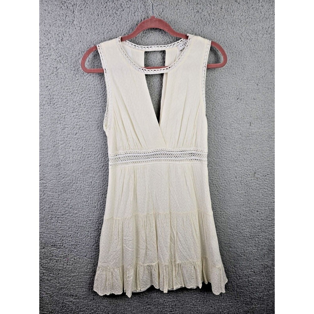 Sandro Paris Dress Womens M White Keyhole Coquette A-Line Peek A Boo Crochet